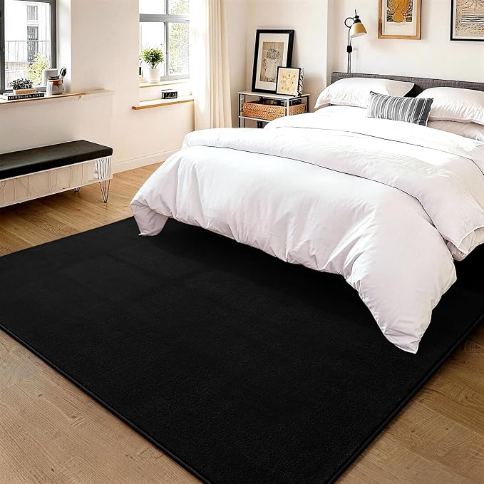 Vasofe Large Modern Area Rugs for Bedroom Living Room, Soft 5x7 Black Rug | Non-Slip Washable Thickened Memory-Foam Indoor Carpets, Minimalist Carpet for Boys Girls Room Playroom Home Decor