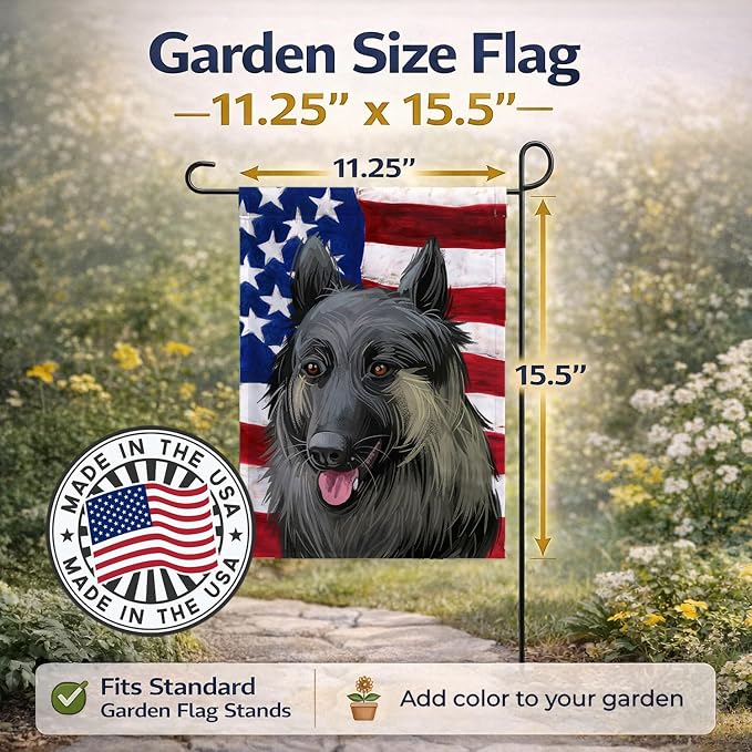 Caroline's Treasures CK6707GF Shiloh Shepherd Dog American Flag Garden Flag Mailbox Flag Decorative Yard Flag Banner Outside Patio Artwork Yard Flower Beds, Garden Size, Multicolor