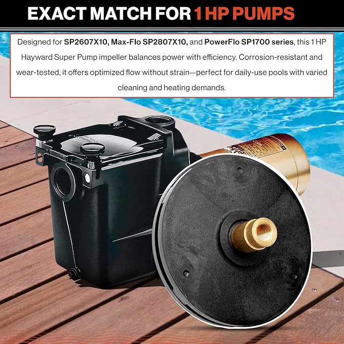 Swimables SPX2607C 1 HP Super Pump Impeller - High-Flow Super Pump Impeller fits SP2607X10, Max-Flo SP2807X10 - Versatile, Corrosion-Resistant Heavy Duty Impeller Replacement