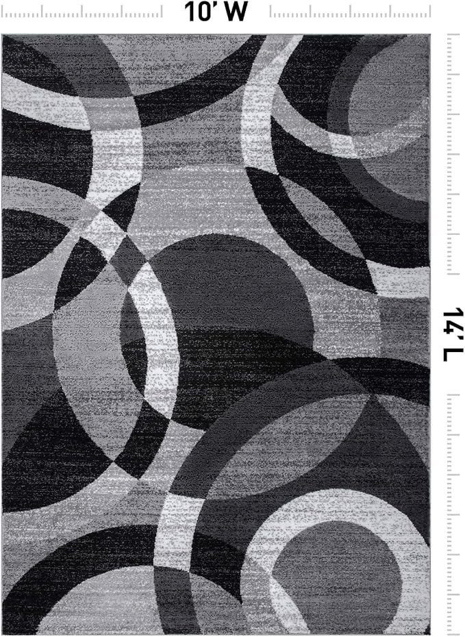 Rugshop Abstract Circles Contemporary High Traffic Area Rug Gray 10' x 14' | Rectangular, Size 10' x 14', Living Room, Bedroom, Dining Room, Home Office, Kitchen, Entryway, Hallway, Nursery, Kids Room