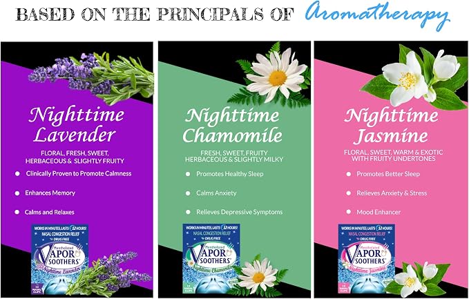 Nose Clips for Bad Smell by Vapor Soothers | Nasal Dilators for Breathing | Smell Nose Rings for Nurses | Instant Nasal Congestion Relief, Drug-Free | Nighttime Chamomile, 14 Count