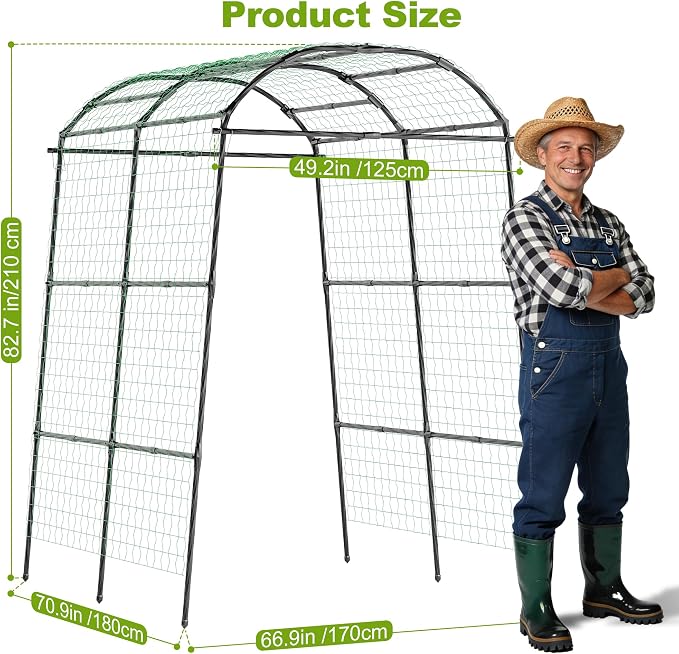 Miory Garden Arch Trellis for Climbing Plants Outdoor, 7ft Tall Plants Support Trellis for Climbing Vine Tomato Vegetable Flower Fruit, Cucumber Trellis for Raised Bed (71 x 83 Inch)