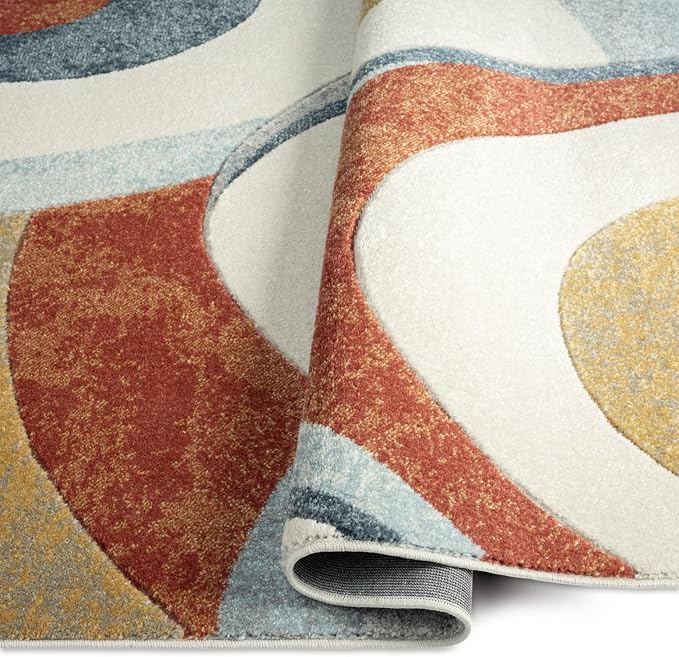 Home Dynamix Tribeca Slade Contemporary Abstract Area Rug, Blue/Rust, 7'10"x10'6"