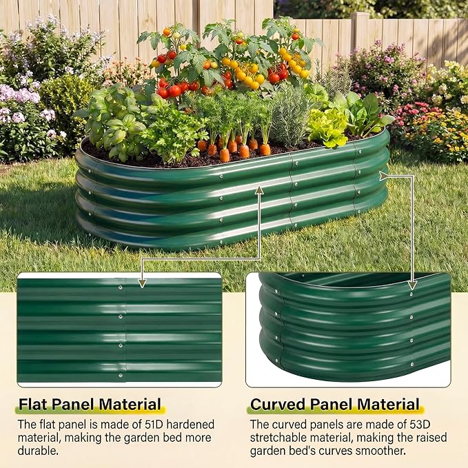 Land Guard 2Pcs 8ft Galvanized Steel Raised Garden Bed, 8 x 4 x 1 ft Large Metal Raised Planter Beds, Raised Garden Bed for Vegetables, Green