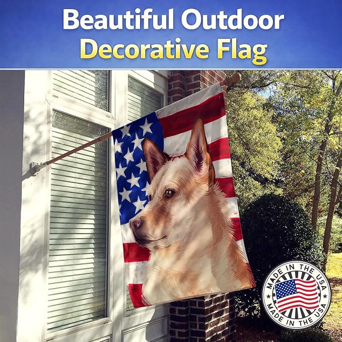 Caroline's Treasures CK6472CHF Canaan Dog American Flag House Flag Large Porch Sleeve Pole Decorative Outside Yard Banner Artwork Wall Hanging, Polyester, House Size, Multicolor