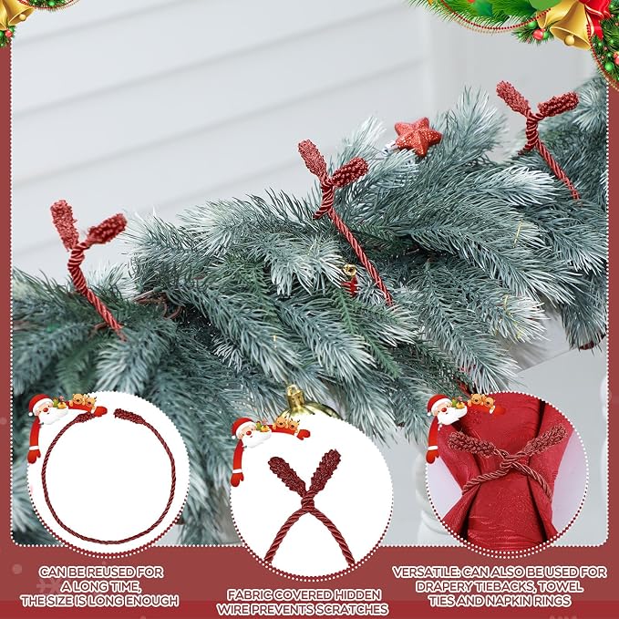 Zhengmy 20 Pcs 25 Inch Extra Long Christmas Garland Ties Christmas Decorative Twist Ties for Banister Reusable Flexible Twist for Holiday Xmas Home Decorations Craft Wrapping (Burgundy)