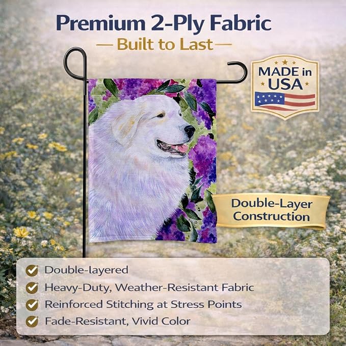 Caroline's Treasures SS8474GF Great Pyrenees Garden Flag Mailbox Flag Decorative Yard Flag Banner Outside Patio Artwork Yard Flower Beds, Garden Size, Multicolor