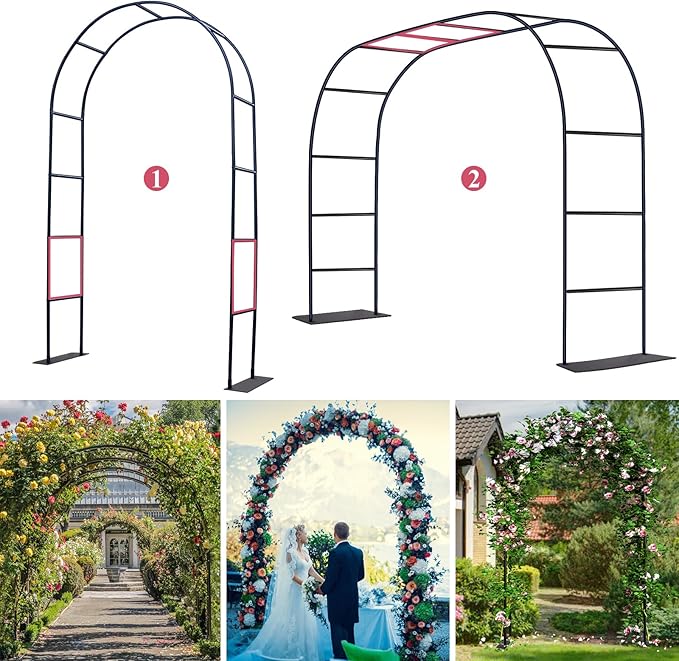 Thickened Tube Garden Arch Trellis - 4.6ft Wide x 7.9ft High or 7.6ft Wide x 6.4ft High - Garden Trellis for Climbing Plants - Stable Garden Arbor, Birthday Party Wedding Arch Decoration