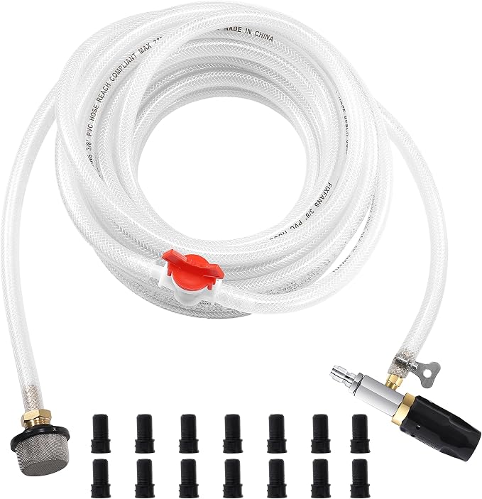 FIXFANS Pressure Washer Long Range Nozzle 5-6.5 GPM with 45 FT Braid Hose | Adjustable Downstream Injector, Pressure Washer Spray Nozzle, External Chemical Injection, 1/4'' Quick Connect, 2500-4000 PSI