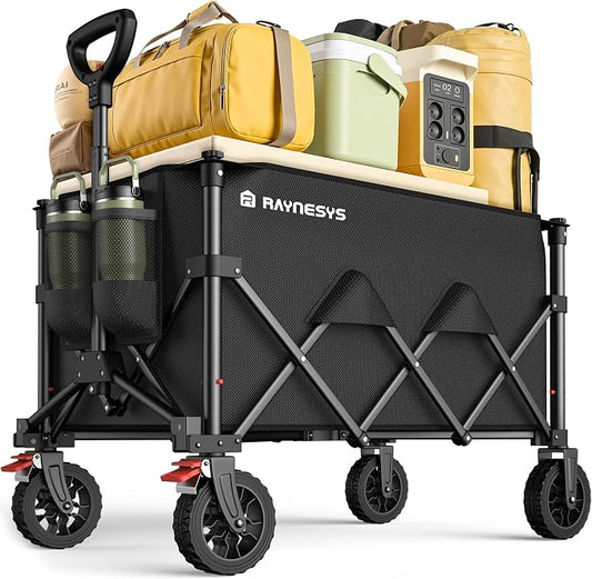 Wagons Carts Foldable, 330LBS Collapsible Wagon, 150L Heavy Duty Foldable Wagon with All-Terrain Wheels, Portable Utility Carts for Grocery Sports Garden Shopping Camping