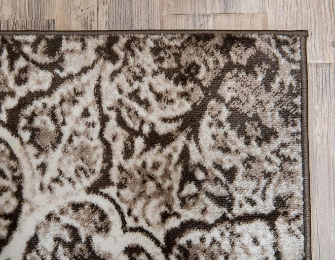 Unique Loom Sofia Collection Area Rug - Grace (8' x 10', Brown/ Ivory) | Bohemian geometric area rug for living room, bedroom & dining room. Stain-resistant, easy-care, kid & pet friendly