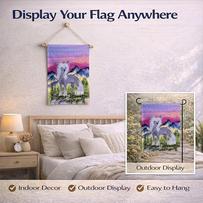 Caroline's Treasures SS8326GF Chinese Crested Garden Flag Mailbox Flag Decorative Yard Flag Banner Outside Patio Artwork Yard Flower Beds, Garden Size, Multicolor