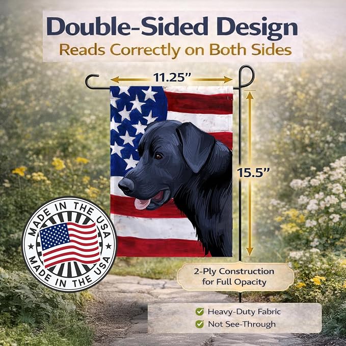 Caroline's Treasures CK6611GF Majorca Shepherd Dog American Flag Garden Flag Mailbox Flag Decorative Yard Flag Banner Outside Patio Artwork Yard Flower Beds, Garden Size, Multicolor