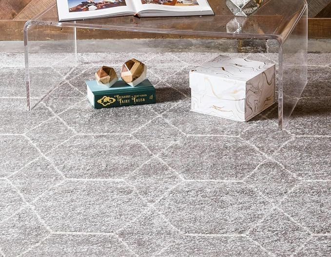 Unique Loom Trellis Frieze Collection Area Rug - Geometric (3' 3" x 5' 3", Light Gray/ Ivory)