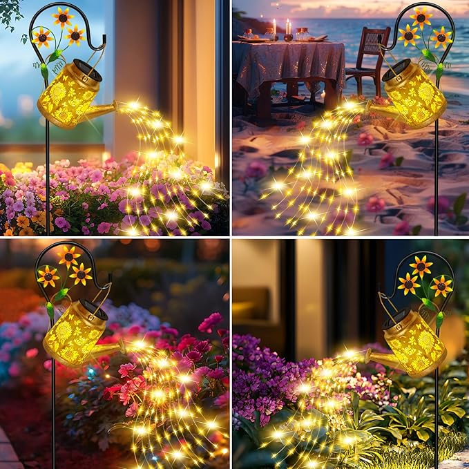 ostritec Solar Lanterns Garden Decor Sunflower Lights, Large Hanging Lantern with Shepherd Hook, Waterproof Outdoor Decor for Landscape Pathway Yard, Gifts for Mom Women Mothers Day