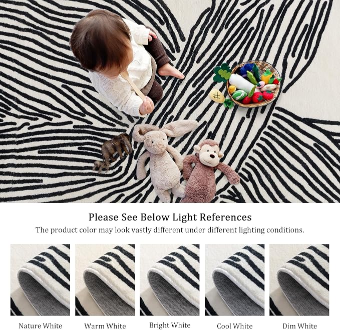 Zebra Runner Rug for Hallway, Modern, 2x6 Runner Rugs, Black and White Rug Thin Non-Slip Washable Rugs, Soft Contemporary Striped Carpet for Entryway Indoor, Kitchen, Laundry, Bedroom