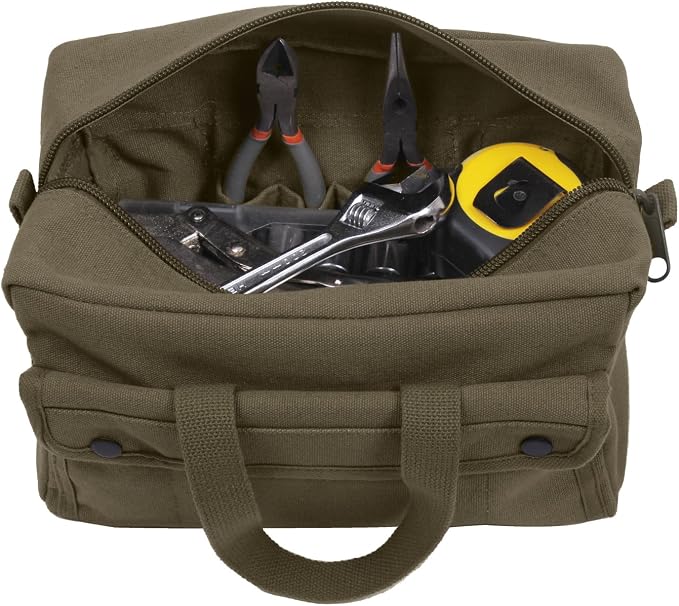Rothco GI Style Mechanics Tool Bag, Heavy-Duty Canvas Tool Storage | 7.5 Liter Capacity, Heavyweight Canvas, Reinforced Bottom, Garage Storage