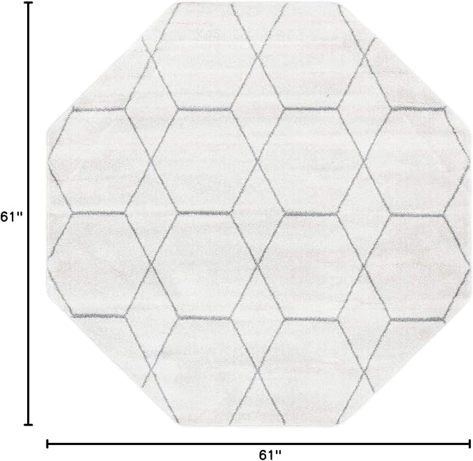 Unique Loom Trellis Frieze Collection Area Rug - Geometric (5' Octagon, Ivory/ Gray)