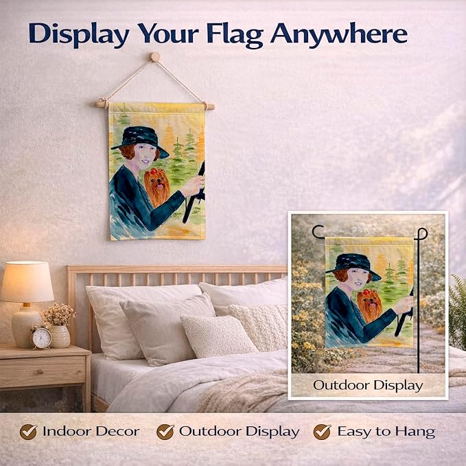 Caroline's Treasures SS8550GF Lady driving with her Yorkie Garden Flag Mailbox Flag Decorative Yard Flag Banner Outside Patio Artwork Yard Flower Beds, Garden Size, Multicolor