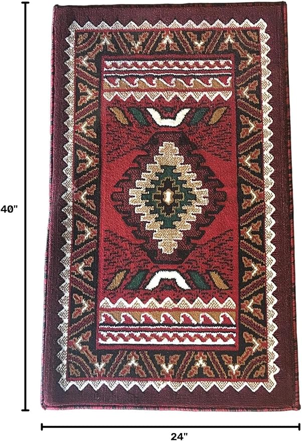 YHSF South West Native American Area Tribal Rug - Red, 2' x 3'4" | Easy-Clean, Soft & Durable Tribal Rug for Living Room, Bedroom, Kitchen & More - Stain-Proof Runner for Home Decor