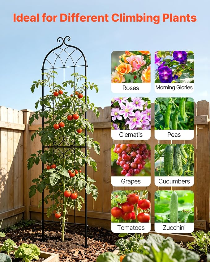VEVOR Garden Trellis, 87 x 20 inch Rose Trellis, 2 Packs Garden Flower Rose Trellises with Powder-Coated Finish & Convenient Locking Design, Plant Support Trellises for Flowers, Vegetables, Roses