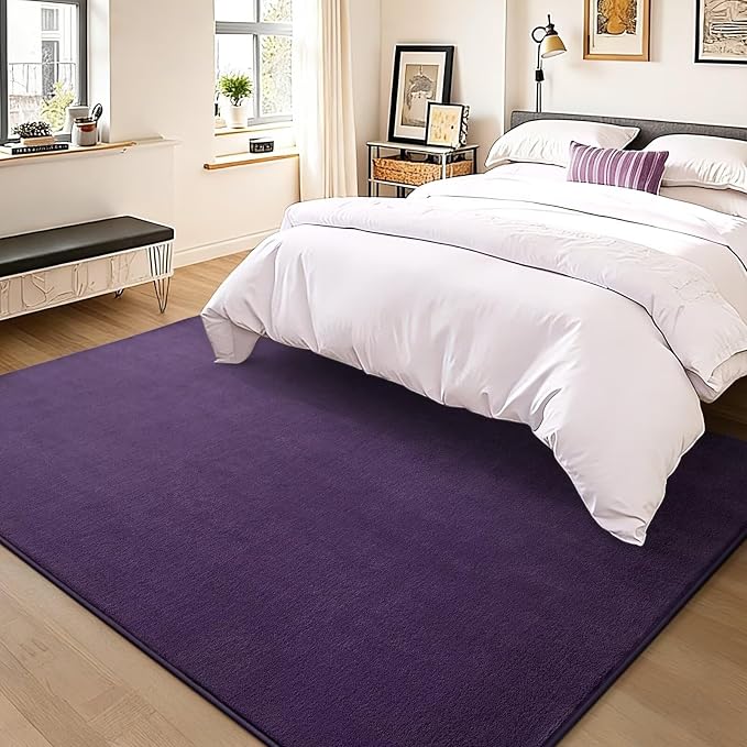 Vasofe 6x9 Purple Area Rugs for Bedroom, Super Soft Living Room Dorm Rug | Low Pile Thickened Memory-Foam Throw Carpet, Non-Slip Washable Carpets for Kids Boys Girls Room Nursery Playroom Home Decor