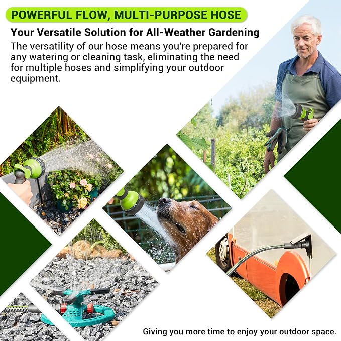 25 FT Non-Expandable Garden Hose – Flexible Heavy Duty Water Hose for Small Gardens & Patios, 1/2" ID, 3/4" Swivel Fittings, Kink & Leak Resistant