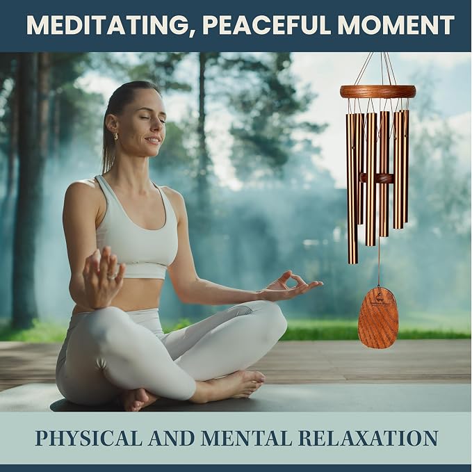 Woodstock Wind Chimes Amazing Grace Chime Wind Chime Inspirational and Memorial Gifts Wind Chimes for Outside Patio Home or Garden Decor (Bronze, 16" Small)
