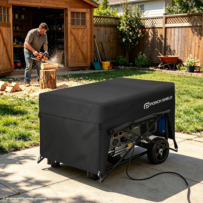 Porch Shield Generator Covers Running - Heavy Duty Waterproof Generator Rain Tent Shelter for 3500-12000 Watt, Black