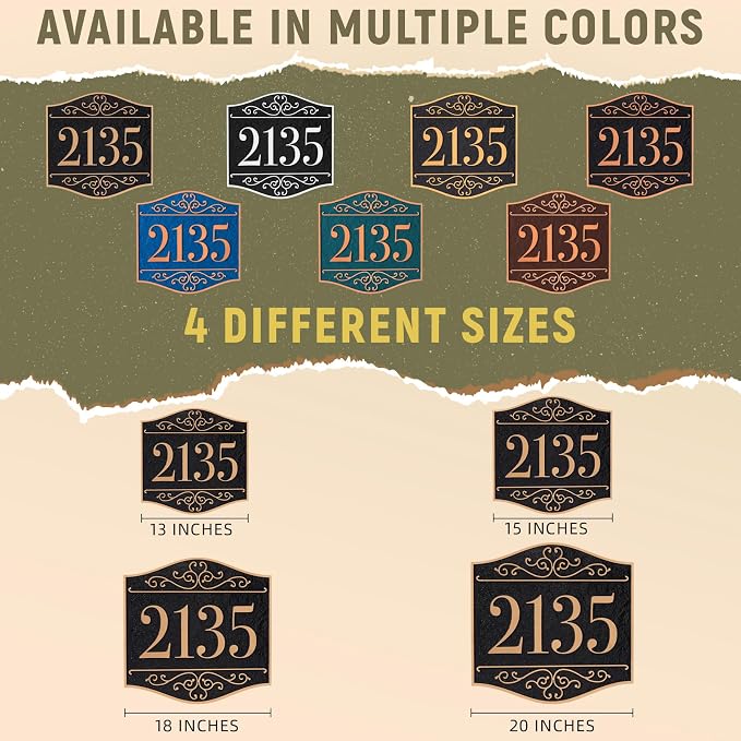 Personalized Lawn Address Sign - Custom Address Plaque,House Number Sign Plaque,House Numbers for Outside Lawn,Ground,Yard,Garden (Coffee/Copper)