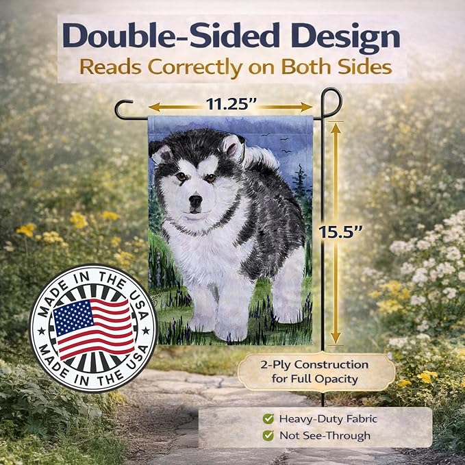 Caroline's Treasures SS8027GF Alaskan Malamute Garden Flag Mailbox Flag Decorative Yard Flag Banner Outside Patio Artwork Yard Flower Beds, Garden Size, Multicolor