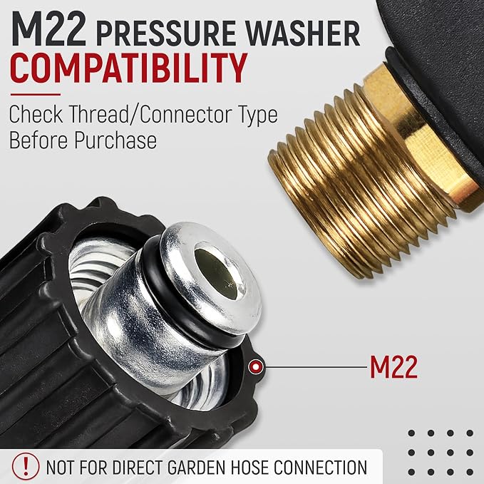 Pressure Washer Gun, 3000 PSI Max Power Washer Wand with 26.2 ft Hose, M22-14 mm Copper Connector, Stainless Steel Lance, 5 Nozzles for Car, Patio, Fence, Siding Cleaning