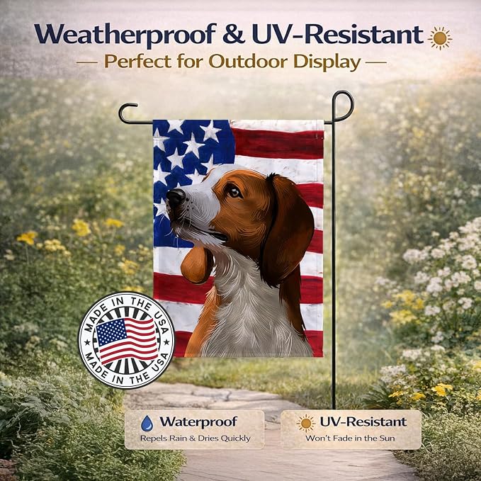 Caroline's Treasures CK6397GF American English Coonhound American Flag Garden Flag Mailbox Flag Decorative Yard Flag Banner Outside Patio Artwork Yard Flower Beds, Garden Size, Multicolor