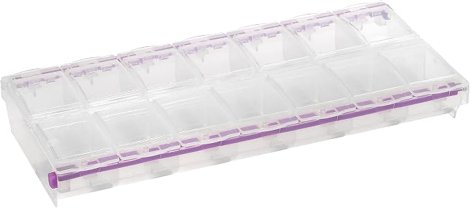 Craft Mates Bead Organizer and Plastic Storage Containers for Crafts, Buttons, Pins and More, 14 Locking Compartments, 2XL, Clear Lids | Clear Plastic Storage for Buttons, Pins, Jewelry, Diamond Art & Craft Supplies, Large Portable Organizer for Crafters
