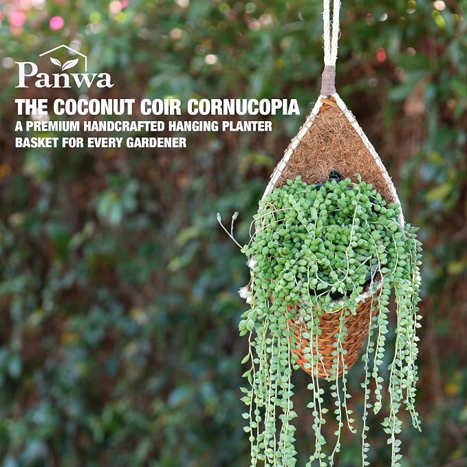 Thai Coconut Fiber Hanging Plants Flowers Basket for Patio Summer Outdoor Outside Decoration (4 Inch 2-Pack)