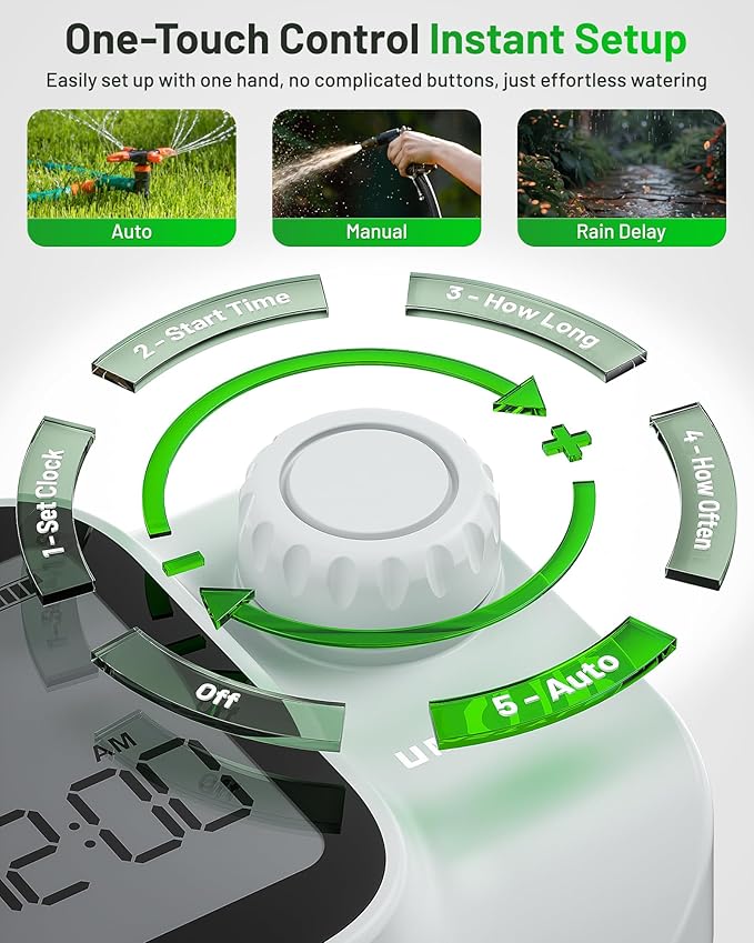 [All-New 2027] Sprinkler Timer with Brass Inlet, Unistyle Programmable Water Timer for Garden Hose, IP55 Waterproof Hose Timers with Manual and Automatic Irrigation Timers Yard Lawn Patio Heavy Duty