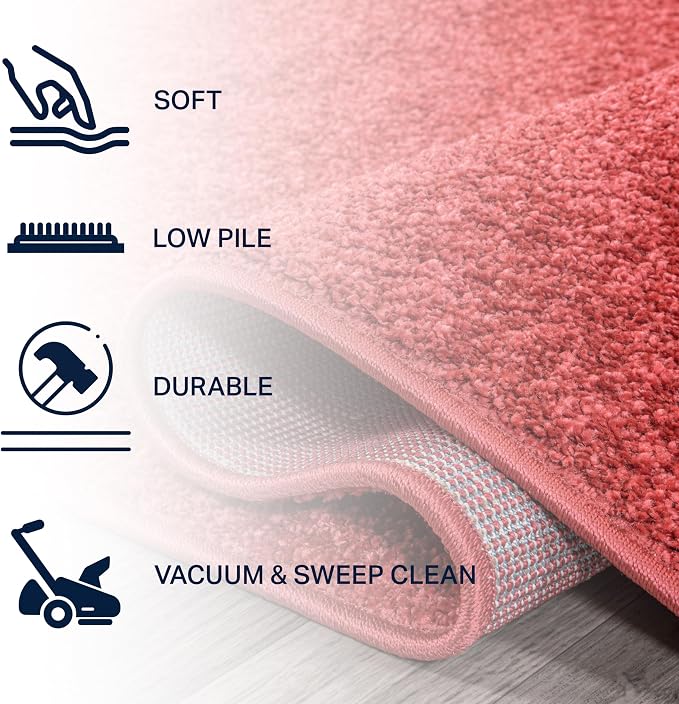 JONATHAN Y Haze Solid Low-Pile Red 6' Round Indoor Area Rug, Coastal,Bohemian,Minimalist,Classic, Easy-Cleaning for Living Room,Bedroom,Kitchen,Pet Friendly,Non-Shedding (SEU100E-6R)