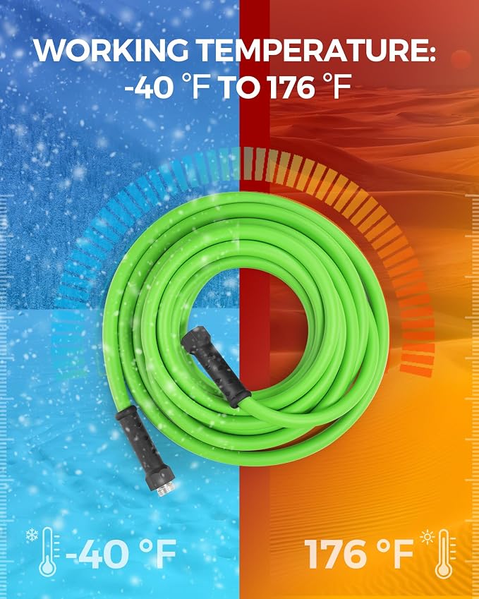 100 FT x 5/8″ Garden Hose, Heavy Duty Water Hose 100 FT with Swivel Handle, 200 PSI Working, 450 PSI Burst, Flexible Water Hose for All-Weather Outdoor Use, G100GH06