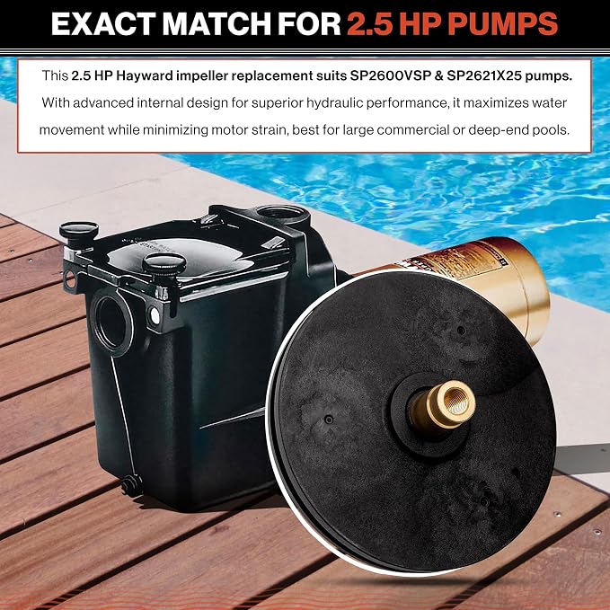 Swimables SPX1621C 2.5 HP Super Pump Impeller - Heavy-Duty Pool Pump Impeller fits SP2600VSP, SP2621X25 - Top-Grade Heavy Duty Hayward Impeller Replacement for max Efficiency in Large Pools