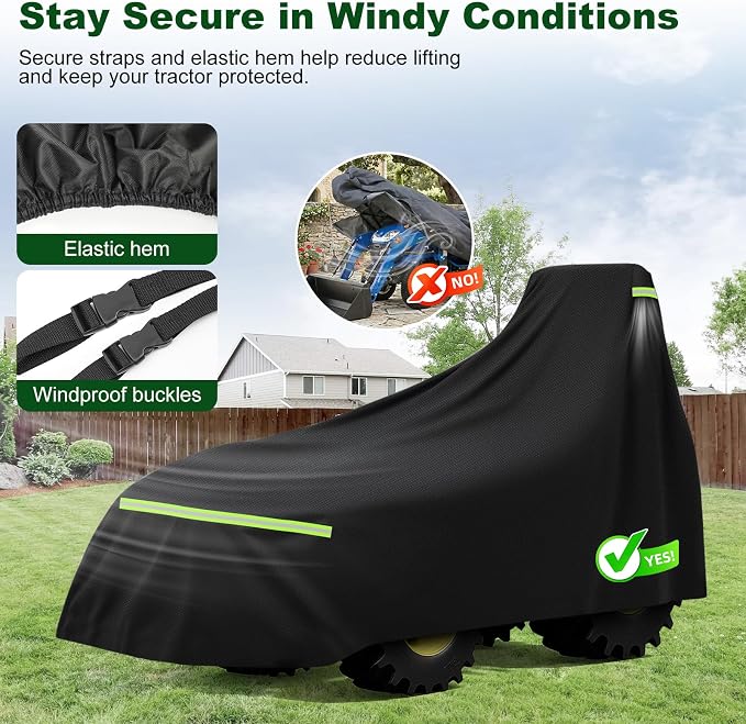 Tractor Cover Waterproof Heavy Duty 600D, Universal Fit, 149''x76''x86'' | Fits Kubota BX, John Deere, New Holland Boomer, Mahindra Max, Kioti, Windproof with Air Vent, Outdoor Protection, Storage Bag