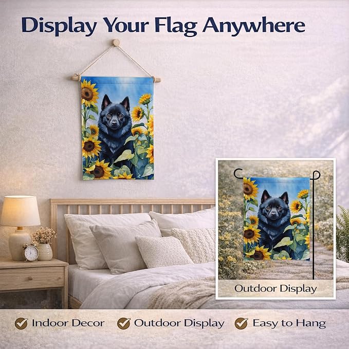 Caroline's Treasures DAC6155GF Schipperke in Sunflowers Garden Flag Mailbox Flag Decorative Yard Flag Banner Outside Patio Artwork Yard Flower Beds, Garden Size, Multicolor