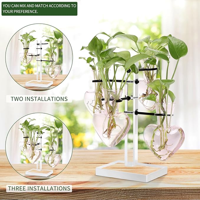 Plants Propagation Stations Plant Terrarium Kit Gift for Women | Birthday Glass Planters For Indoor Plants Home Office Decor Acrylic Plant Accessories - 4 Love Hear Vase