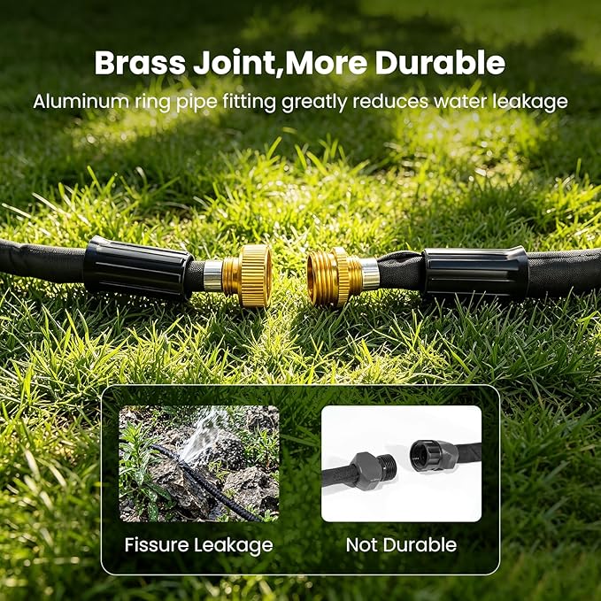 MIXC 2026 Thickened Flat Soaker Hose 50Ft with Copper Joint, Saving 80% Water, Aluminum Seal, 1mm Hose, 360°Swival Handle, Hole Pressure Relief Gasket, Drip Kit for Vegetable Garden, Lawn, Flower Bed