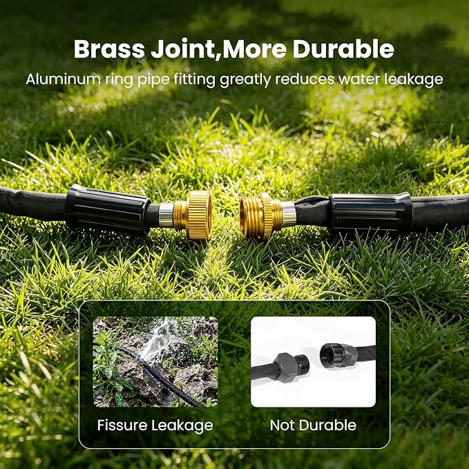 MIXC 2026 Thickened Flat Soaker Hose 100Ft with Copper Joint, Saving 80% Water, Aluminum Seal, 1mm Hose, 360°Swival Handle, Hole Pressure Relief Gasket, Drip Kit for Vegetable Garden, Lawn, Flower Bed