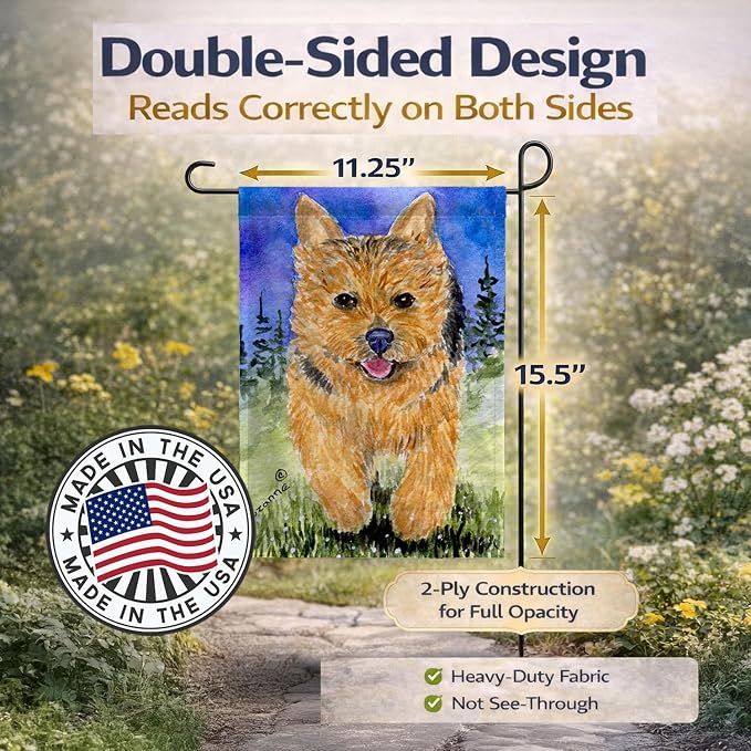 Caroline's Treasures SS8993GF Norwich Terrier Garden Flag Mailbox Flag Decorative Yard Flag Banner Outside Patio Artwork Yard Flower Beds, Garden Size, Multicolor