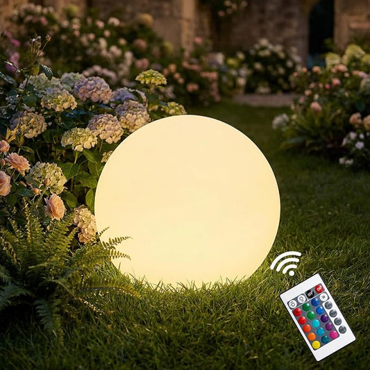 10 Inch Solar Ball Light, Solar Rechargeable Globe Light,16 RGB Colors and Dimmable Globe Light with Remote,Decor for Patio,Garden,Yard,Beach,Pathway,Party Decorative Lighting