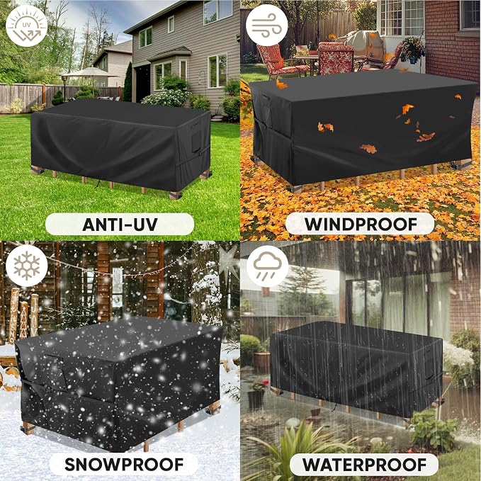 BALEINE Patio Furniture Covers, Outdoor Furniture Covers Waterproof, Heavy Duty Oxford Patio Table Cover for Outdoor Table, Chair, Sofa, Desk (Black, 74"L x 47"W x 28"H)