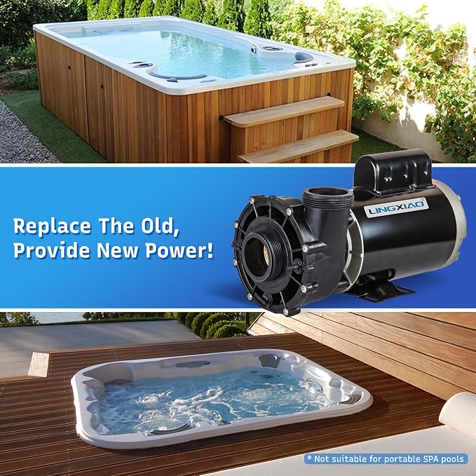 SPA Pump, 4HP Hot Tub Pump - 2 Speed LX SPA Pumps Motor 220-240V, 2" Port, 56 Frame (Model: 56WUA400-II)