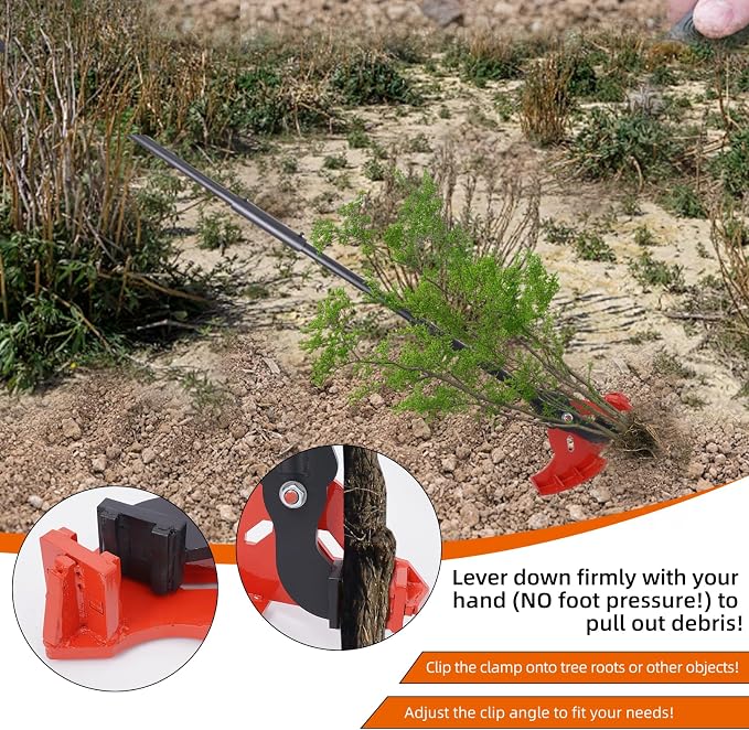 Long-Size Puller-for Tree Roots, Shrubs & Weeds,Lever-Type Root Puller,Weed & Root Extraction Tool-Fits 0.2" to 2 inches Roots Cleaner,Manual Ground Debris Cleaner,Labor-Saving Weed Remover