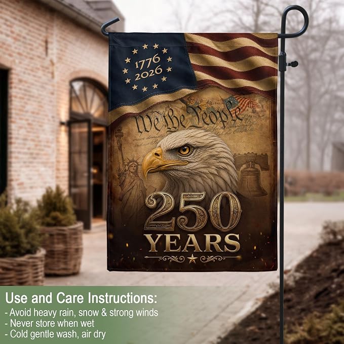 250 Years Of Freedom Flag, American Flag With Eagle, We The People Banner, 1776-2026 Commemorative, Garden Flags For Outside, Double-sided Printing, 250th Anniversary Patriotic Design 2 (12x18 Inch)